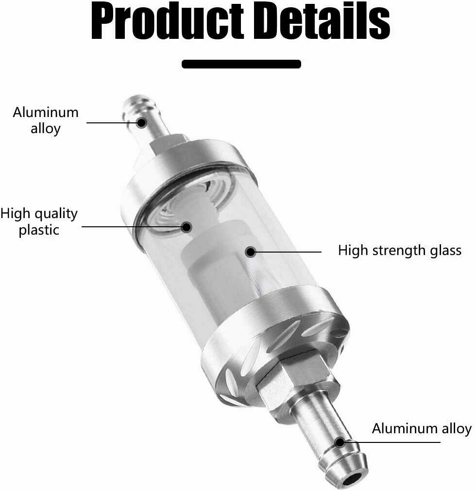 Universal 8mm Benzinfilter Motorrad Metall Glas Filter