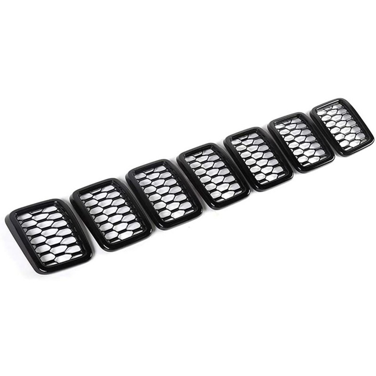 7-Piece Black Honeycomb Grille Insert Set For Jeep Cherokee 2019-2022 - Gloss & Matte Black
