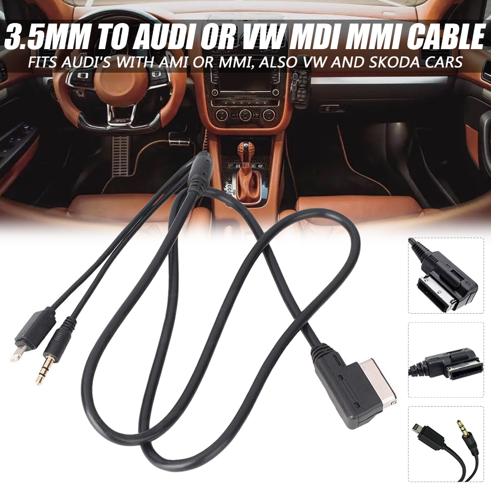 AMI MMI Naar AUX 3.5mm Kabel – 1m Muziekinterface Voor Audi A4/A6/Q5/Q7 & VW Tiguan/Golf/GTI, Skoda Fabia/Octavia