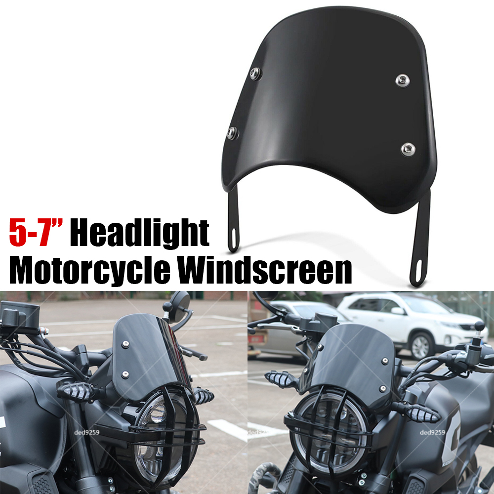 5-7 Motorrad Scheinwerfer Windschild Windschutzscheibe Schwarz Für Honda  Yamaha