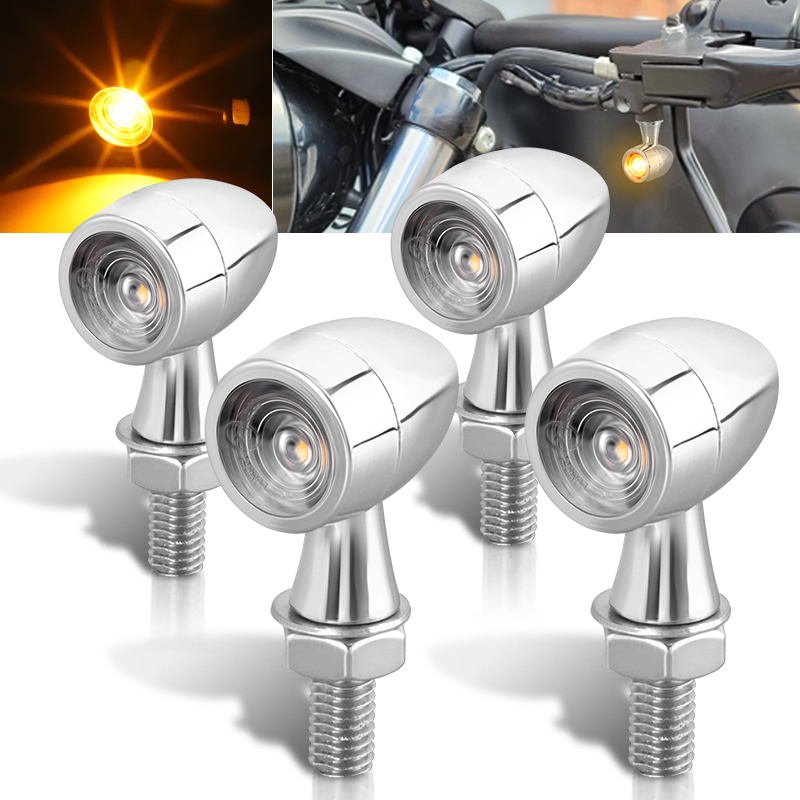 4x LED Motorrad Mini Blinker Lampen Für Harley Bobber Cafe Racer