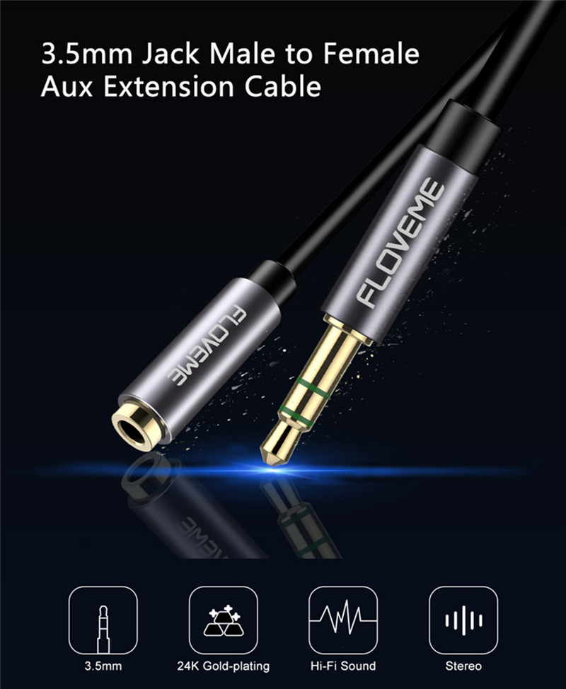 3.5mm Jack Male to Female M//F Stereo Headphone Aux Audio Lead Extension Cable de