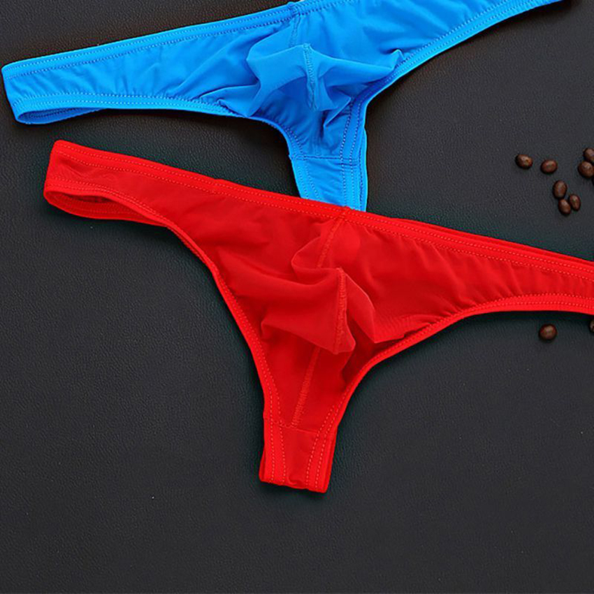 Sexy Men's Low-rise Ice Silk Thong T-back G-string Bikini Underwear ...