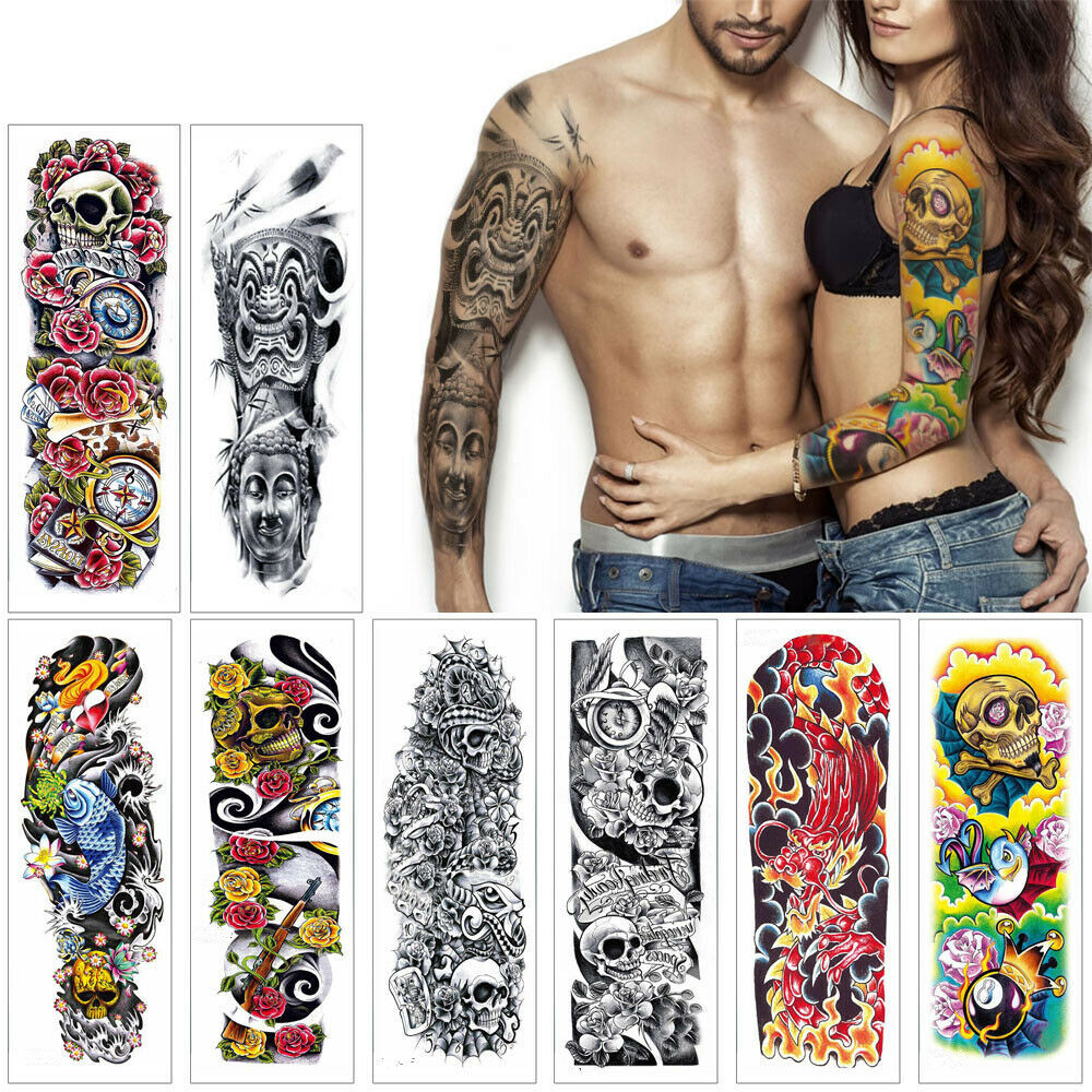 Extra Large Full Arm Tattoo Sticker For Men Women Temporary Fake Sleeve Tattoo Ebay