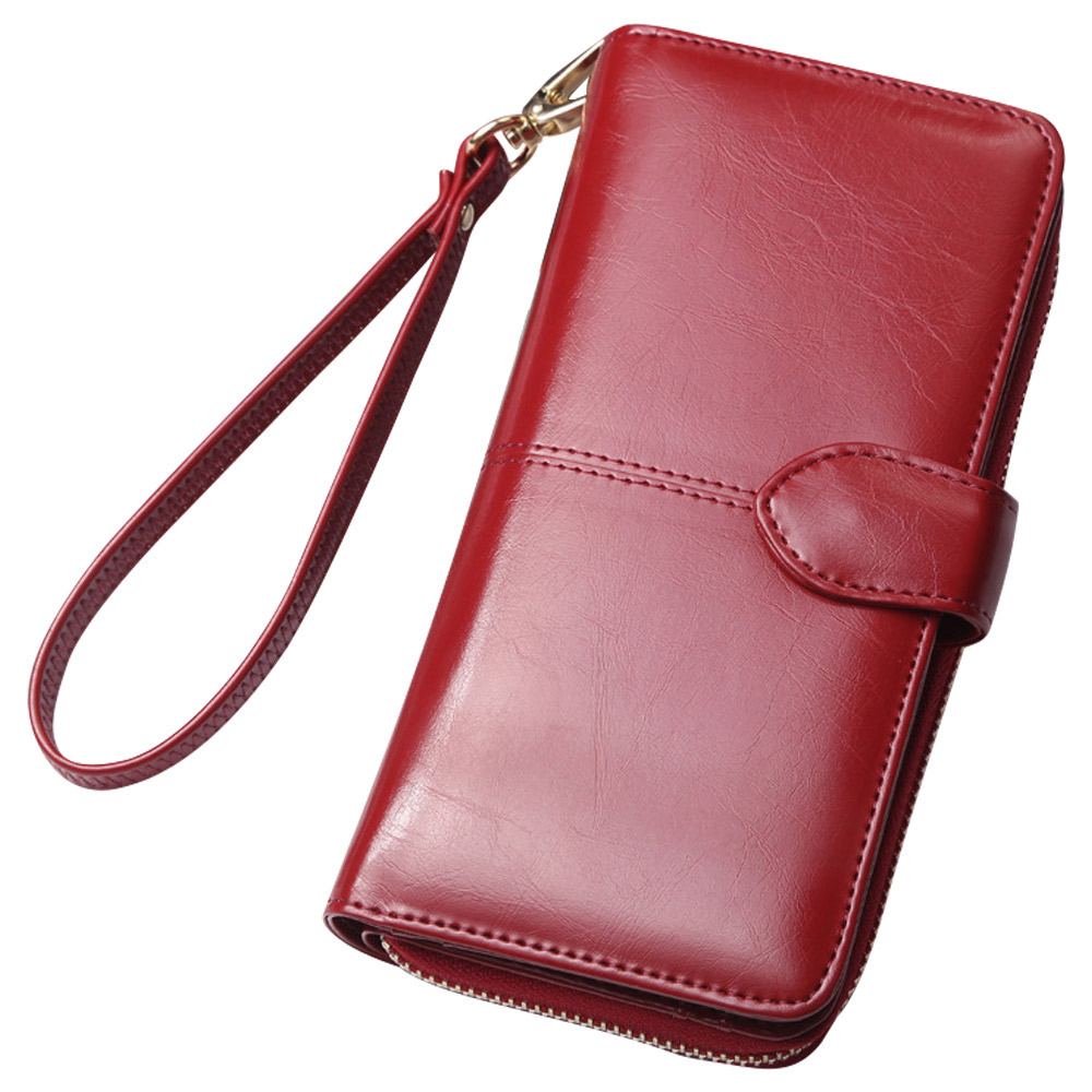 Women&#39;s Leather Clutch Wallet with Wrist Strap Large Capacity Card Holder Purse | eBay