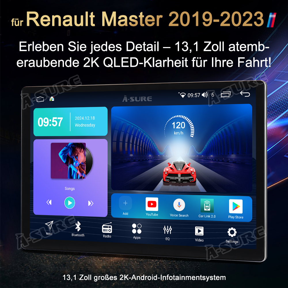 13.1 DAB 4 64GB Carplay NAVI AutoRadio für Renault Master Opel Movano B Nissan