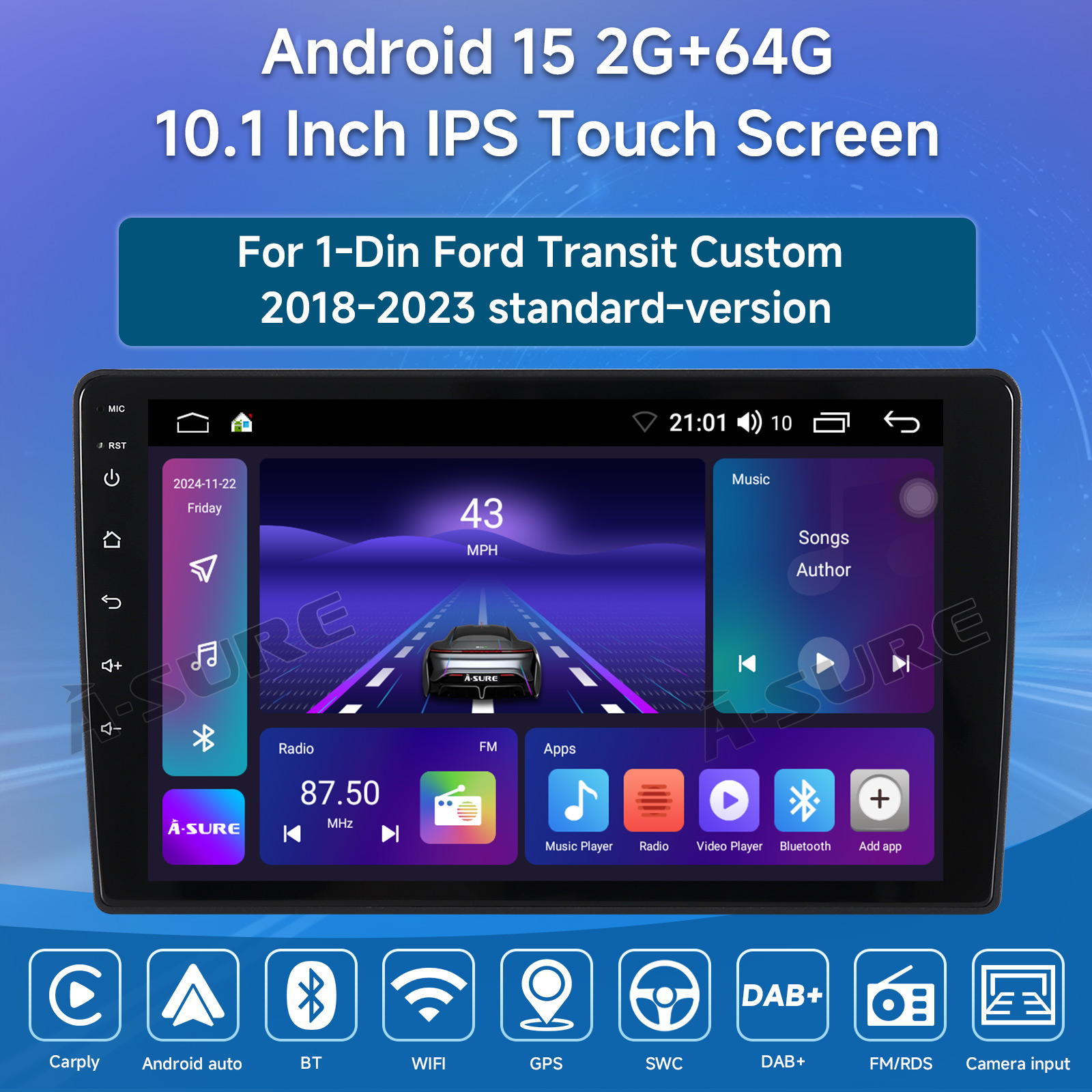 Autoradio 15 Pollici Per Ford Transit Custom 2018-2023 – CarPlay Wireless, Android Auto E Schermo 2K!