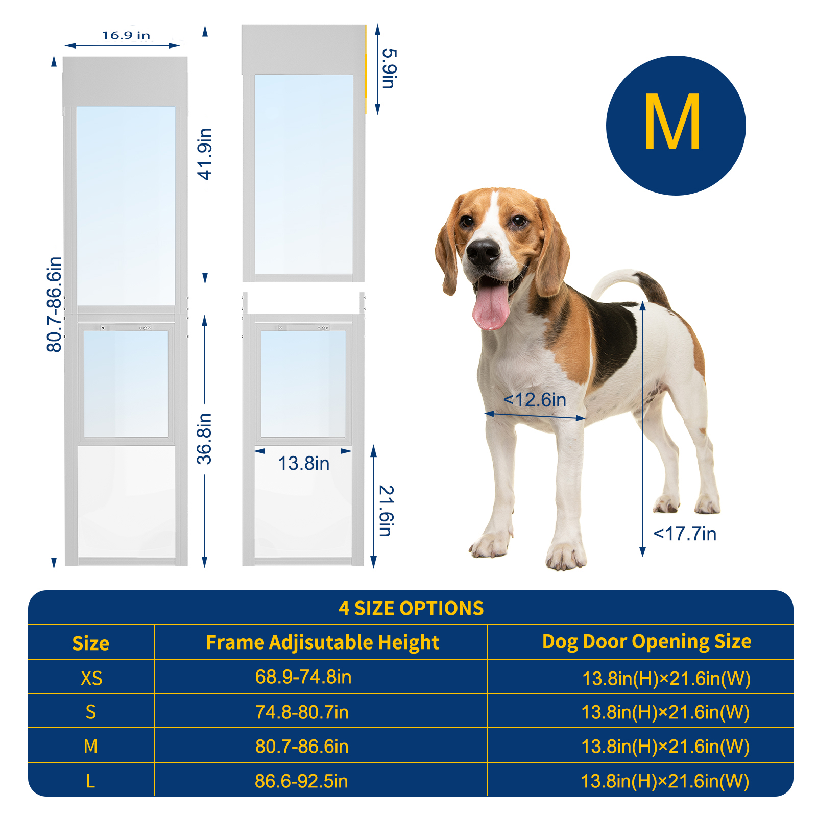 NAIZEA Patio Pet Door Screen Insert Panel for Sliding Doors Ht