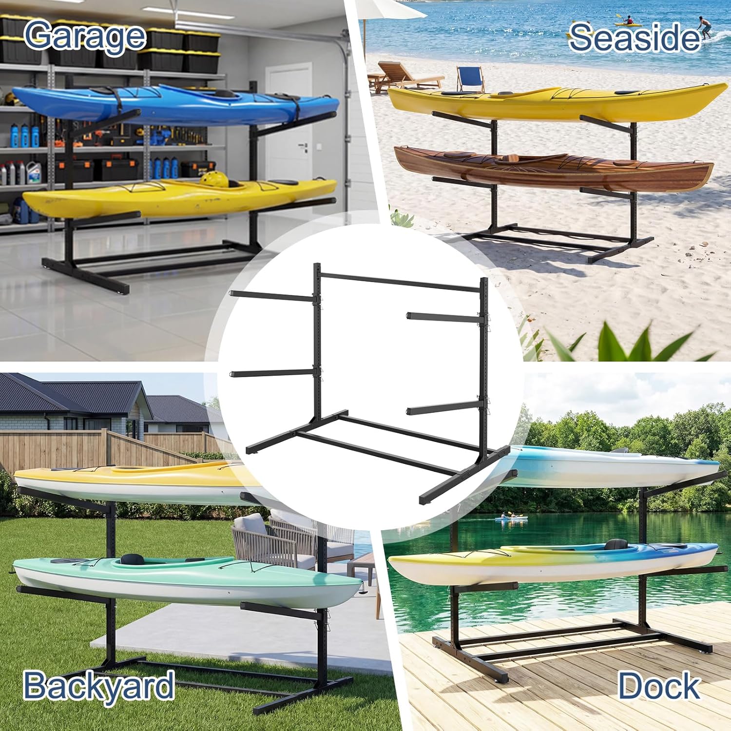 NAIZEA Kayak Storage Rack Freestanding Wall Mount 2 & 4 Tier Kayak Holder Stand