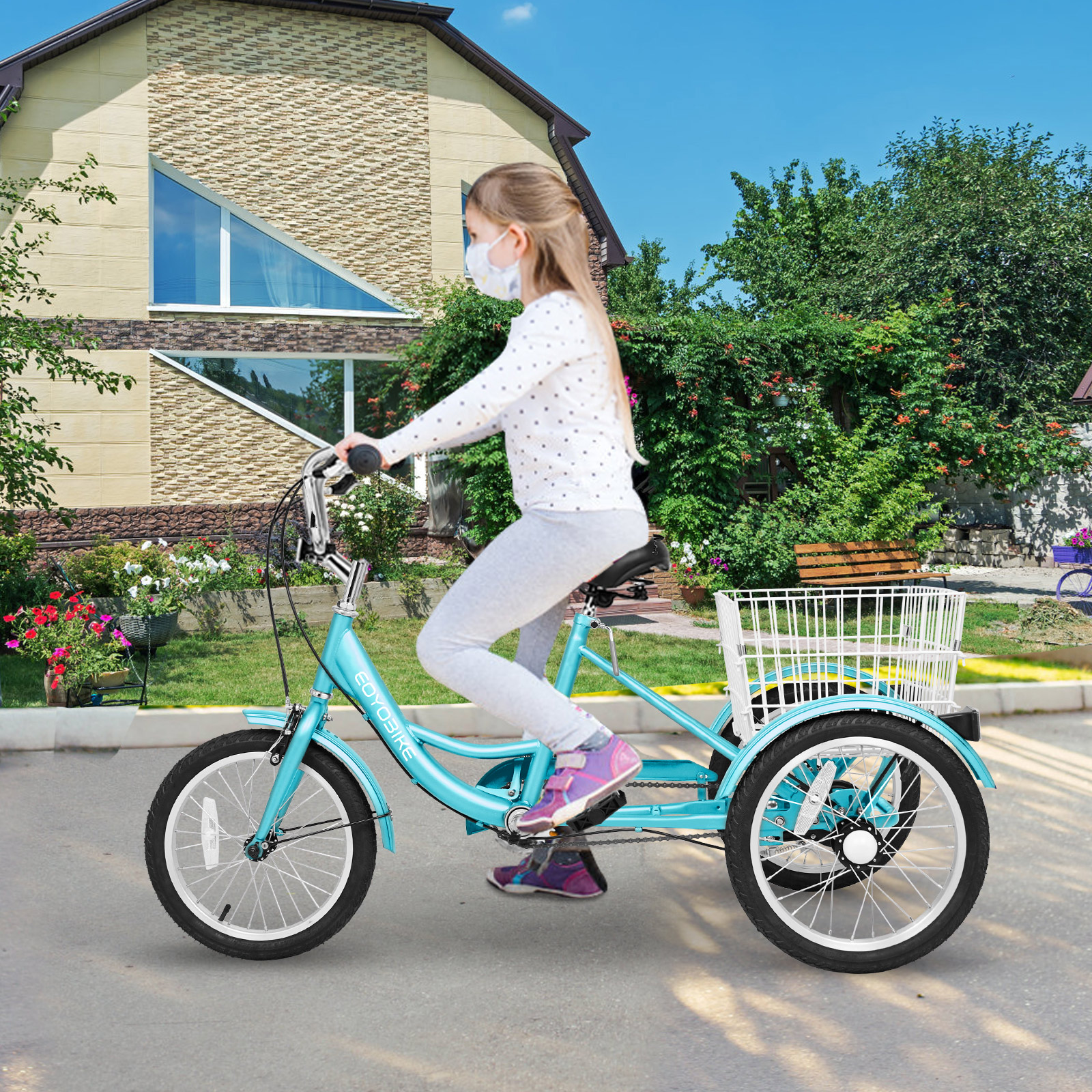 H&ZT 16" Trike Tricycle Trike Cruiser Bike for Beginner Riders Boy Girl Low-Step