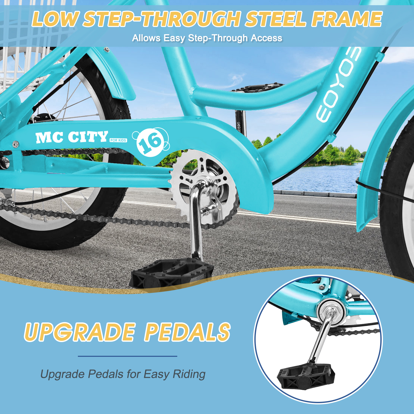 NAIZEA 16 Inch Trike Kids Bike Single Speed Complete Cruiser Bikes for BoysGirls