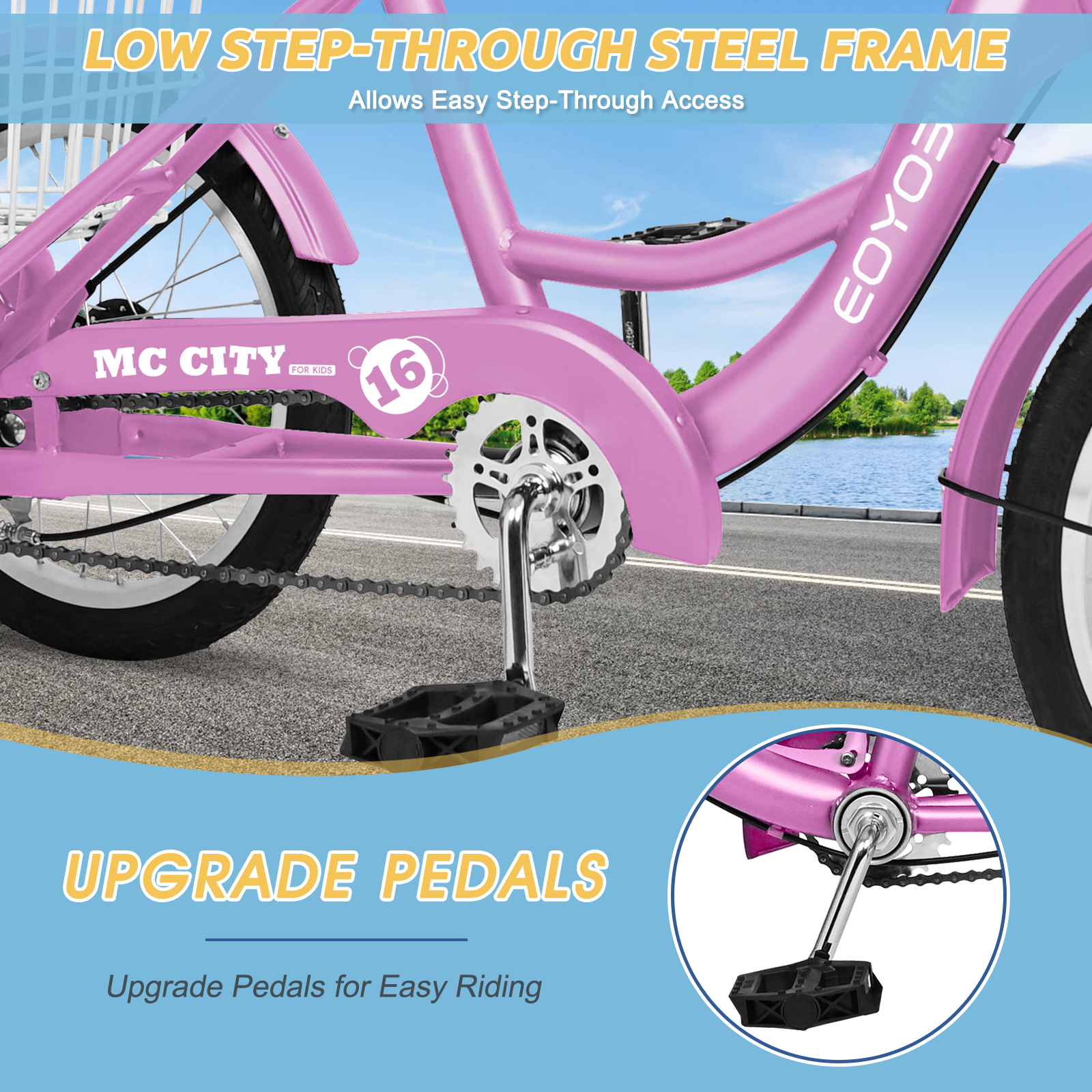 NAIZEA 16 Inch Trike Kids Bike Single Speed Complete Cruiser Bikes for BoysGirls