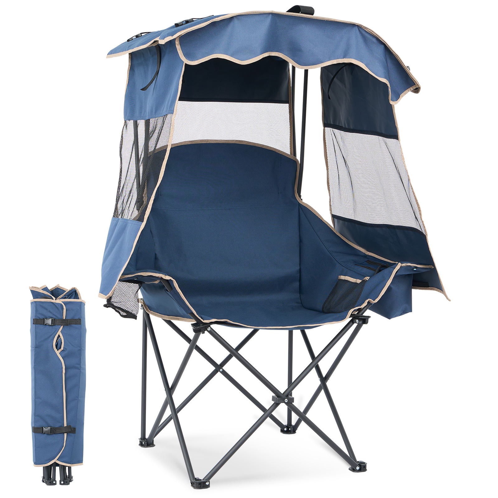 Folding Camping Chairs With Canopy Shade Portable Heavy Duty Outdoor Beach Chair
