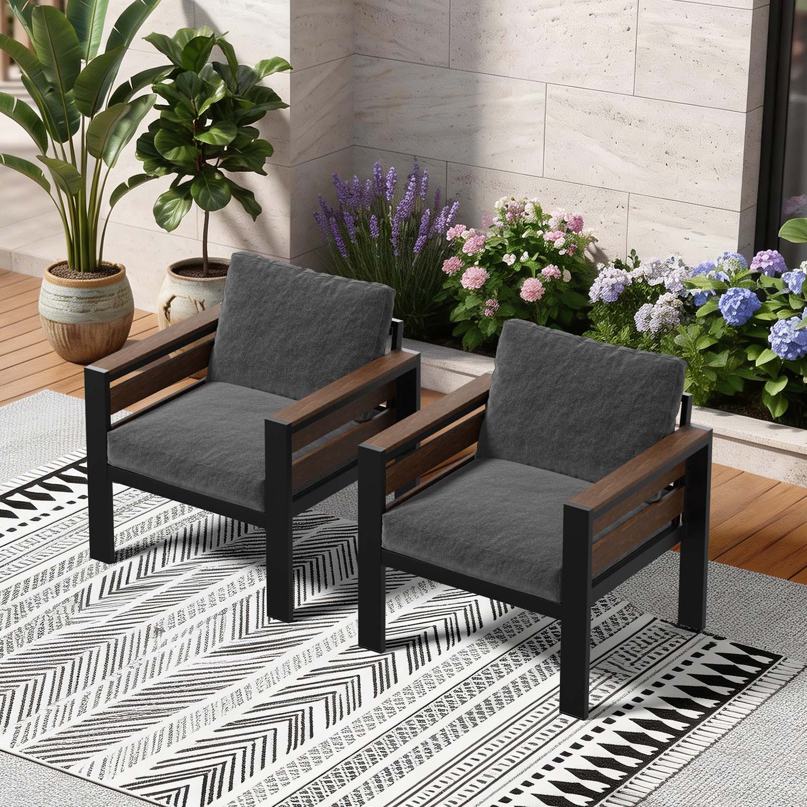 Deluxe Outdoor Living Set Modular Sofa Set Sofa with Coffee Table & Ottomans
