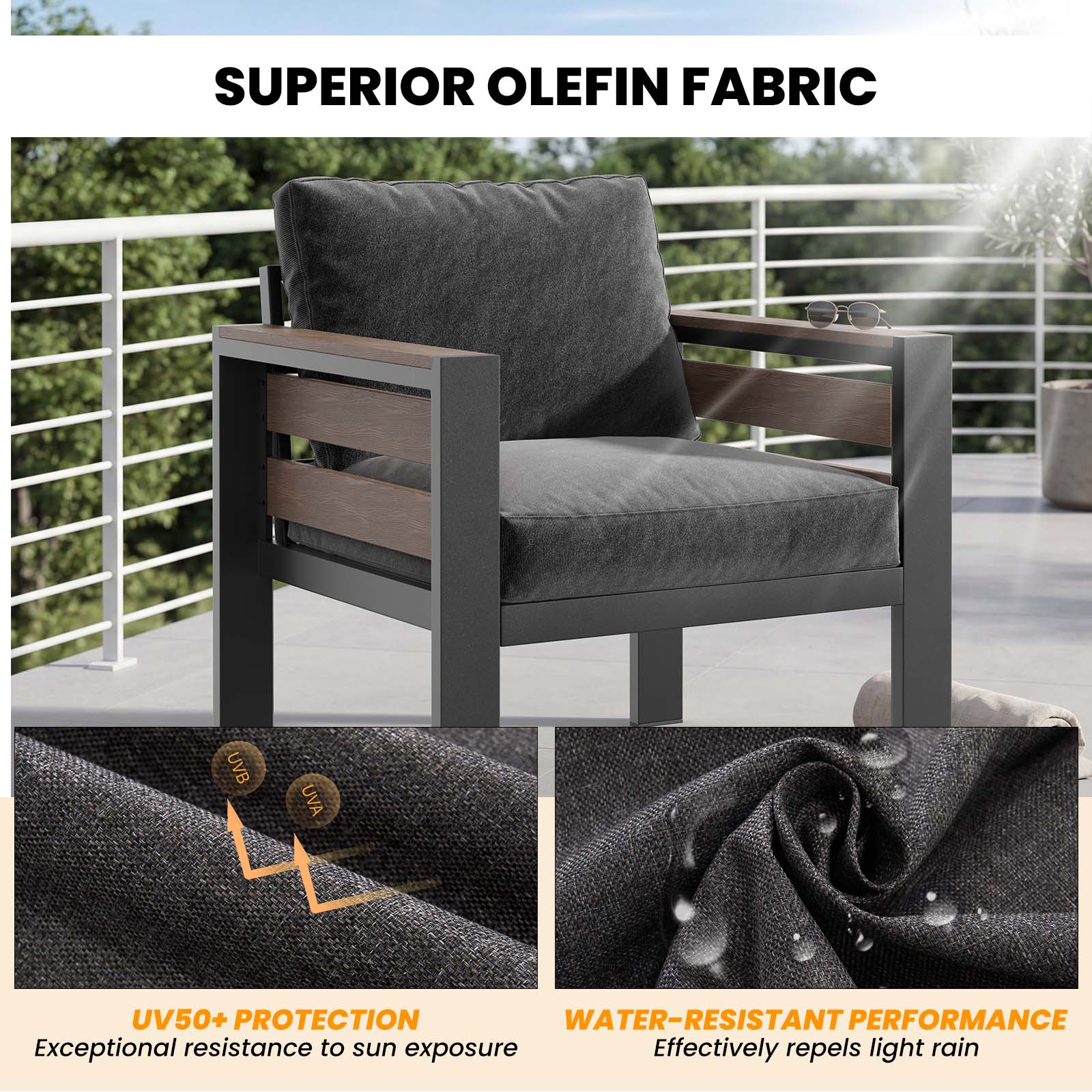 Deluxe Outdoor Living Set Modular Sofa Set Sofa with Coffee Table & Ottomans