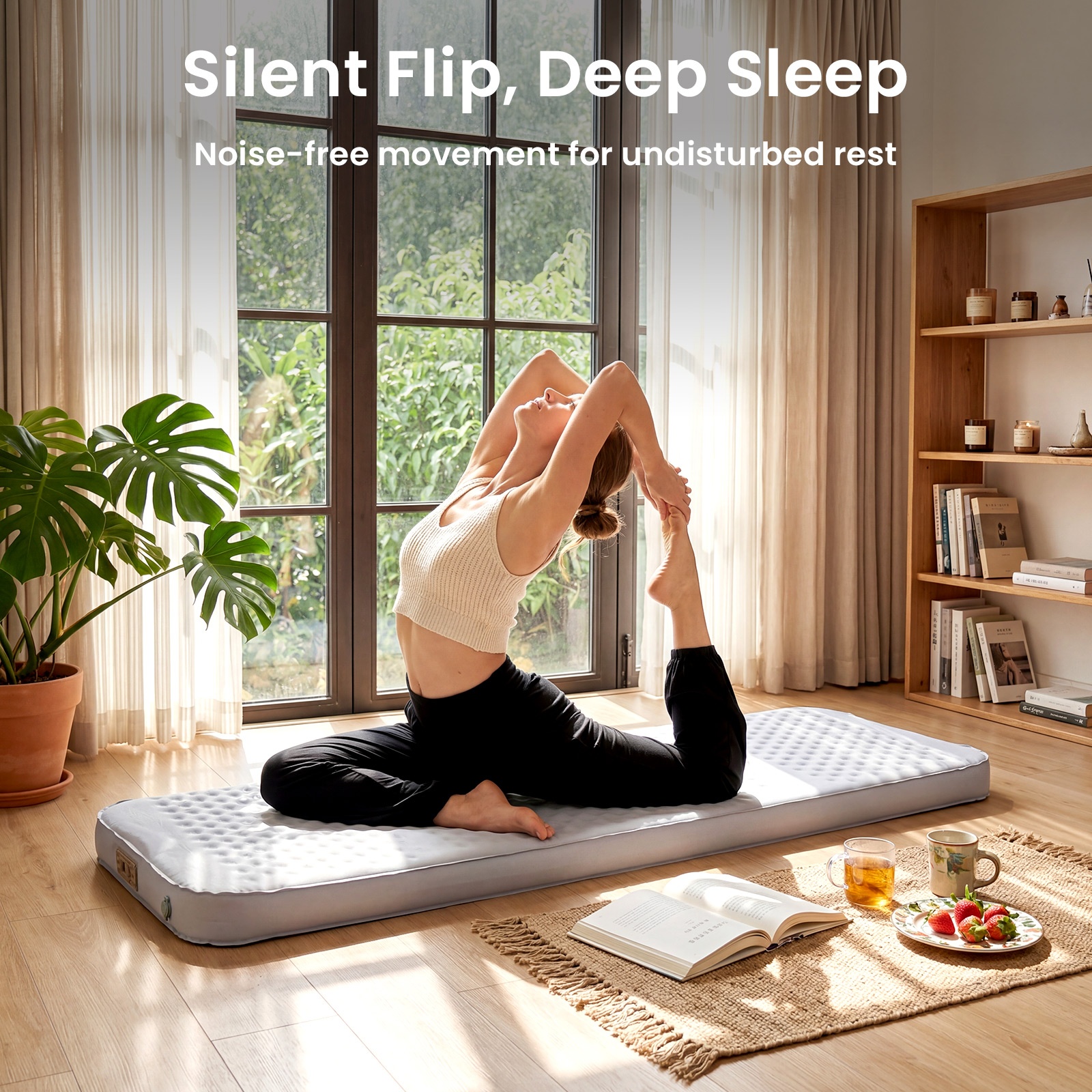 4" Thick Self Inflating Sleeping Pad,Memory Foam Mattress Pad with Electric Pump