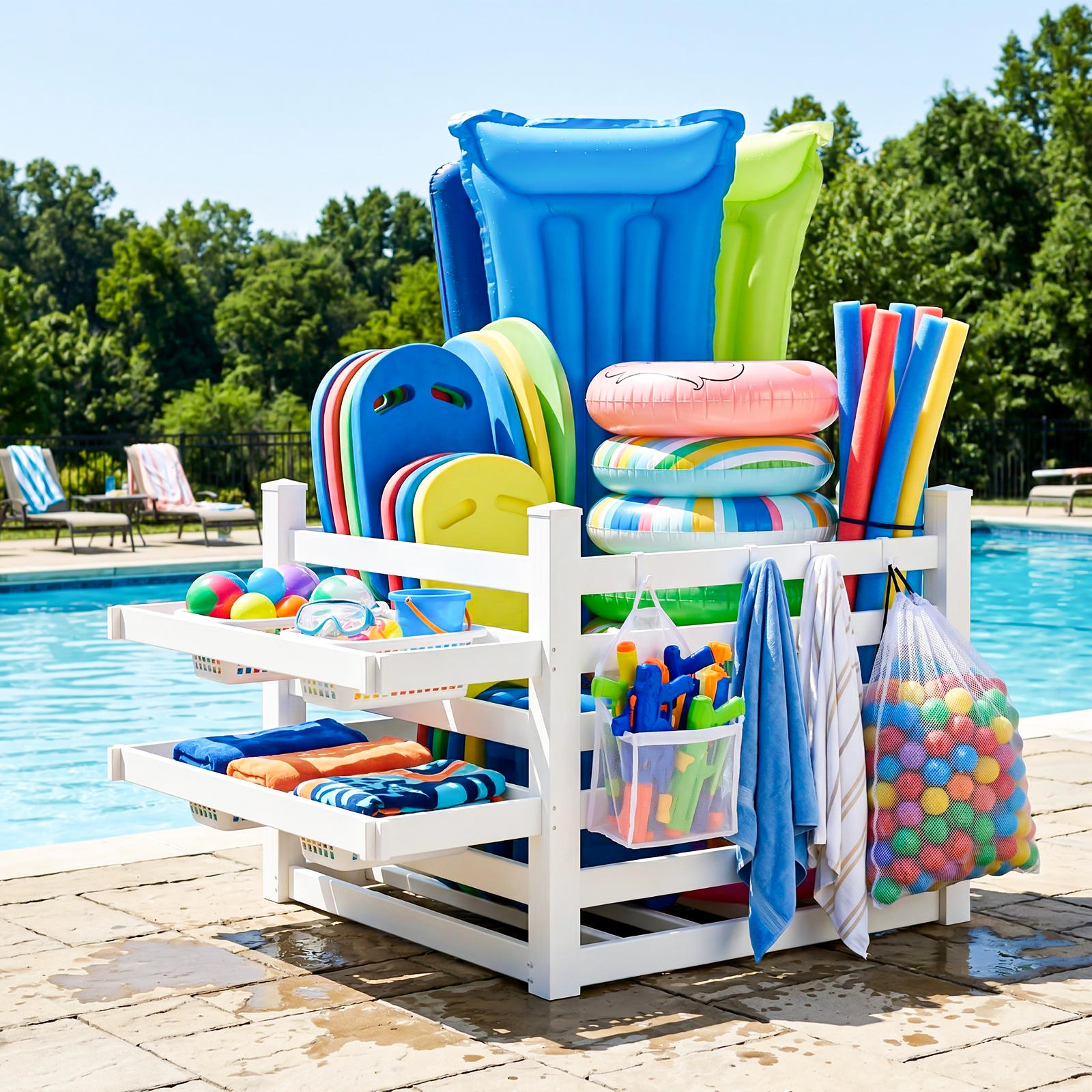lilypelle 60″x43″x39″ Pool Storage Bin– 320 Gallon Capacity for Pool Accessories
