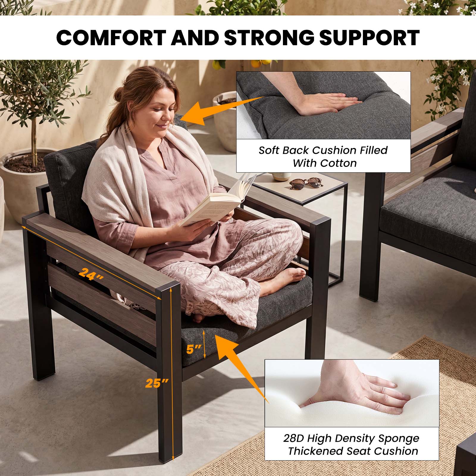 lilypelle Deluxe Outdoor Modular Sofa – Complete with Coffee Table & Ottomans