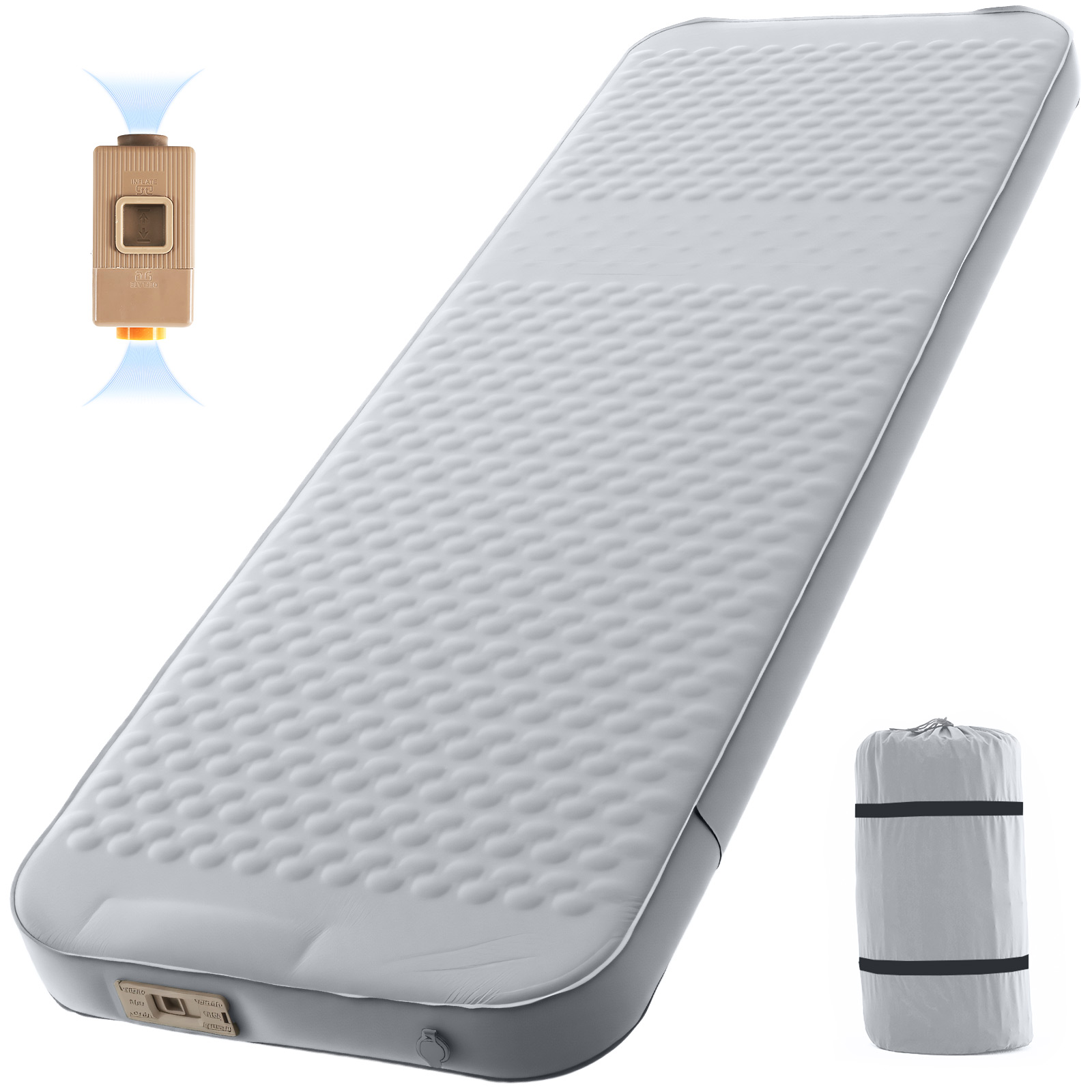 ABORON Memory Foam Self-Inflating Pad – 4" Thick, Comes with Electric Pump