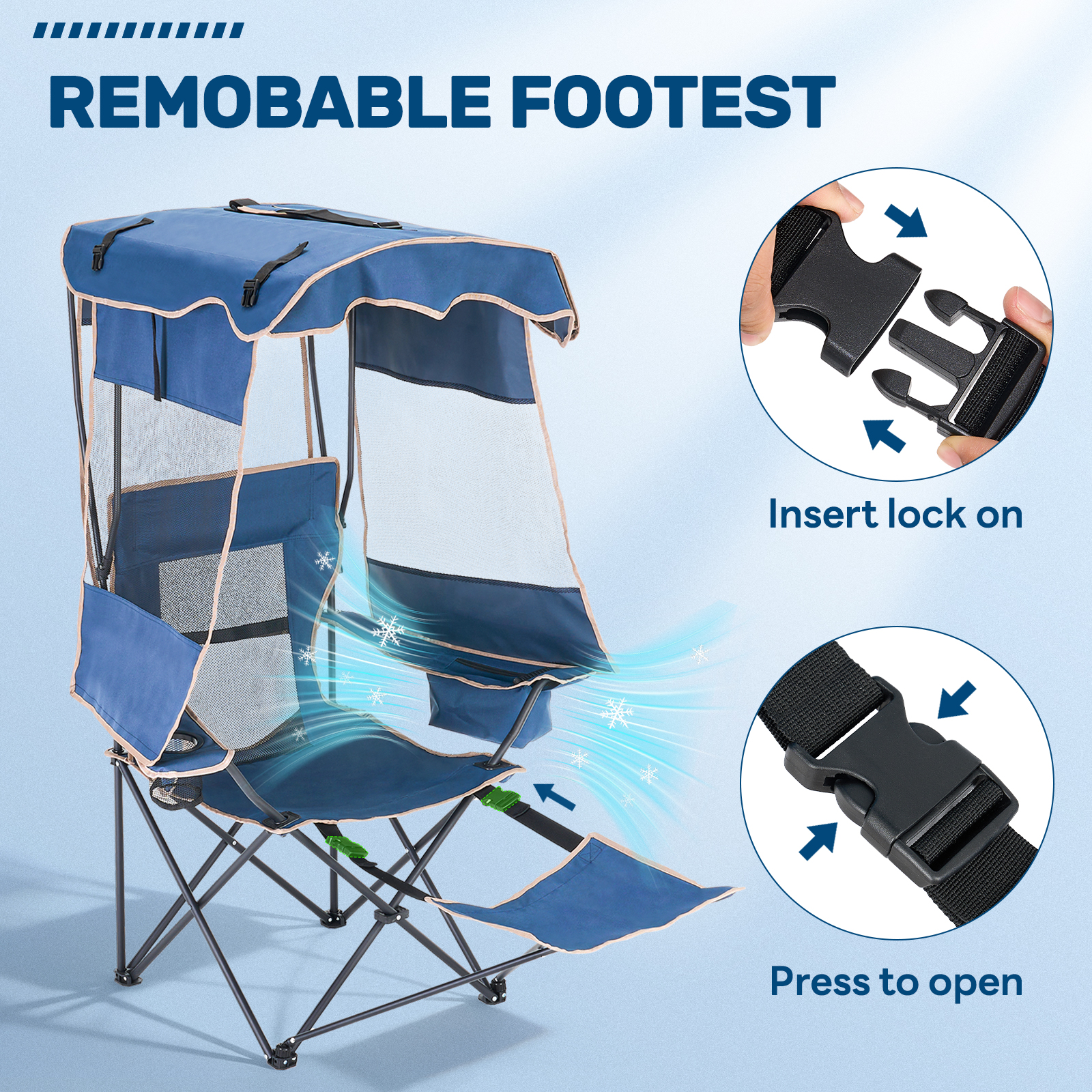 ABORON Folding Canopy Chair for Beach & Camping – Heavy-Duty Portable Design