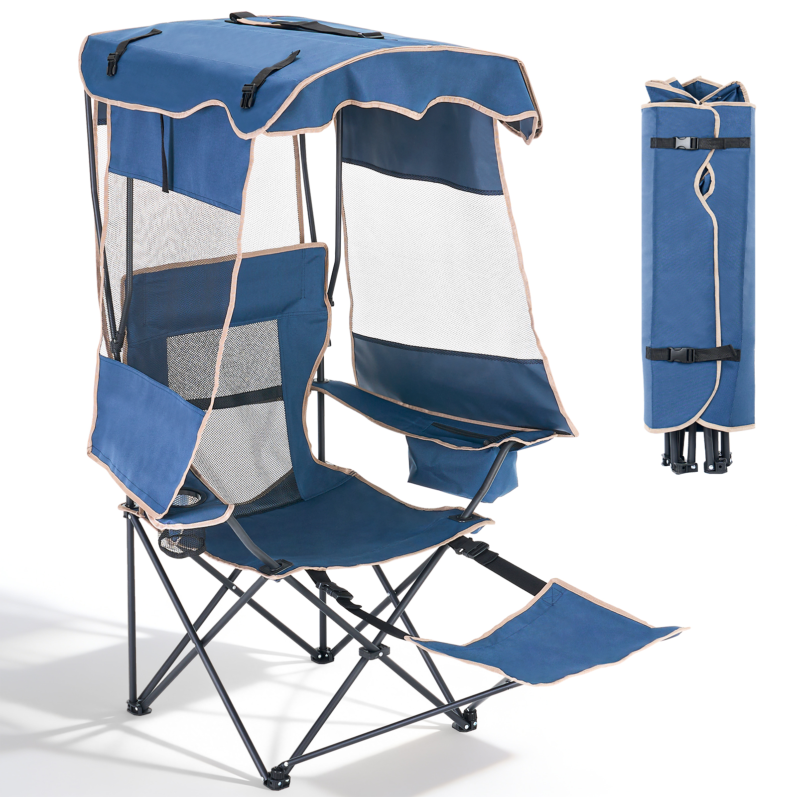 ABORON Folding Canopy Chair for Beach & Camping – Heavy-Duty Portable Design