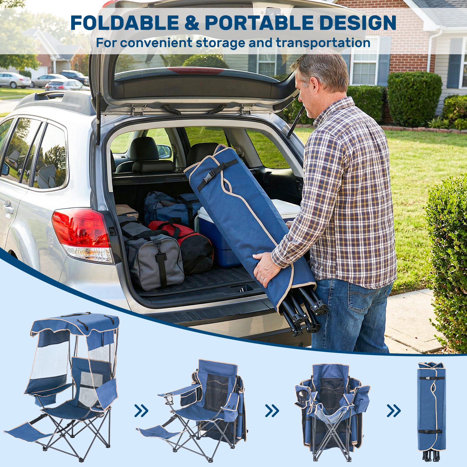 ABORON Folding Canopy Chair for Beach & Camping – Heavy-Duty Portable Design