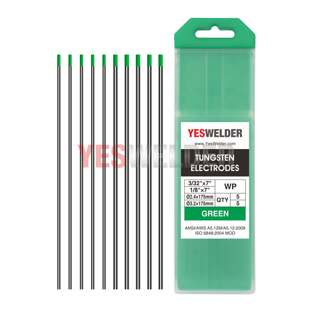TIG Welding Tungsten Electrodes Pure Tungsten 3//32/” x 7/” 10-Pack Green, WP