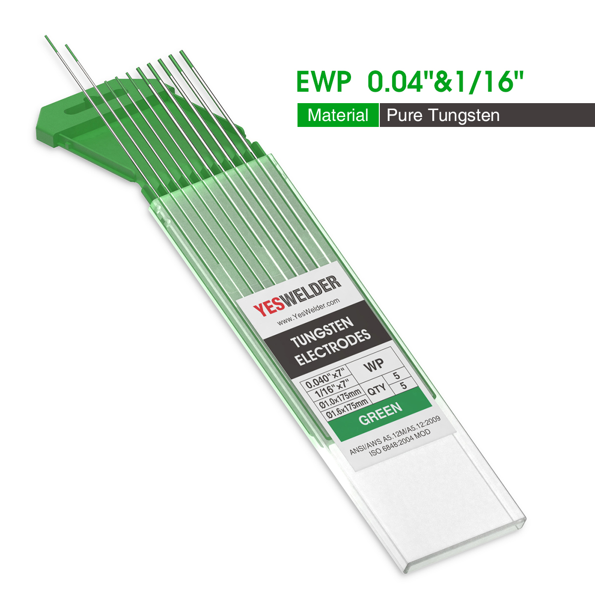 Green Pure TIG Welding Tungsten Electrodes 1//16” Free Shipping