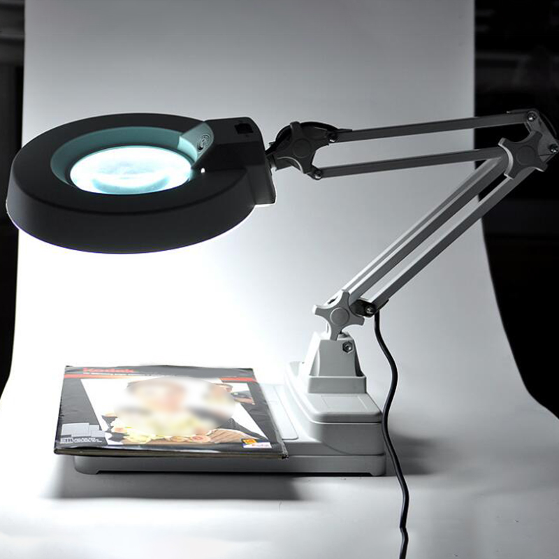 220v 10x Loupes Glass Lens Diopter Desk Table Lighting Led Magnifier