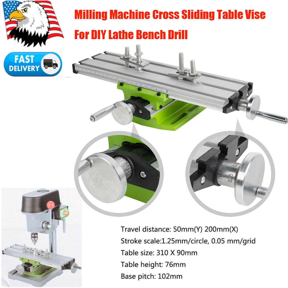 Milling Machine Compound Work Table Cross Slide Bench Drill Press Vise Fixture