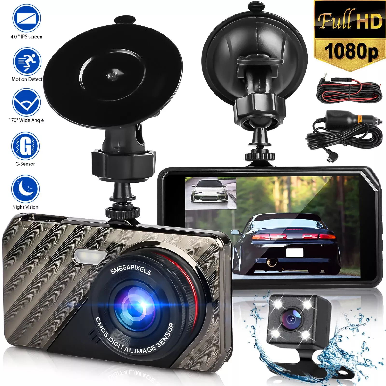 4K Dual Lens Car DVR Camera Dash Cam Front/Rear/Inside Video Recorder G-Sensor - Picture 18 of 19