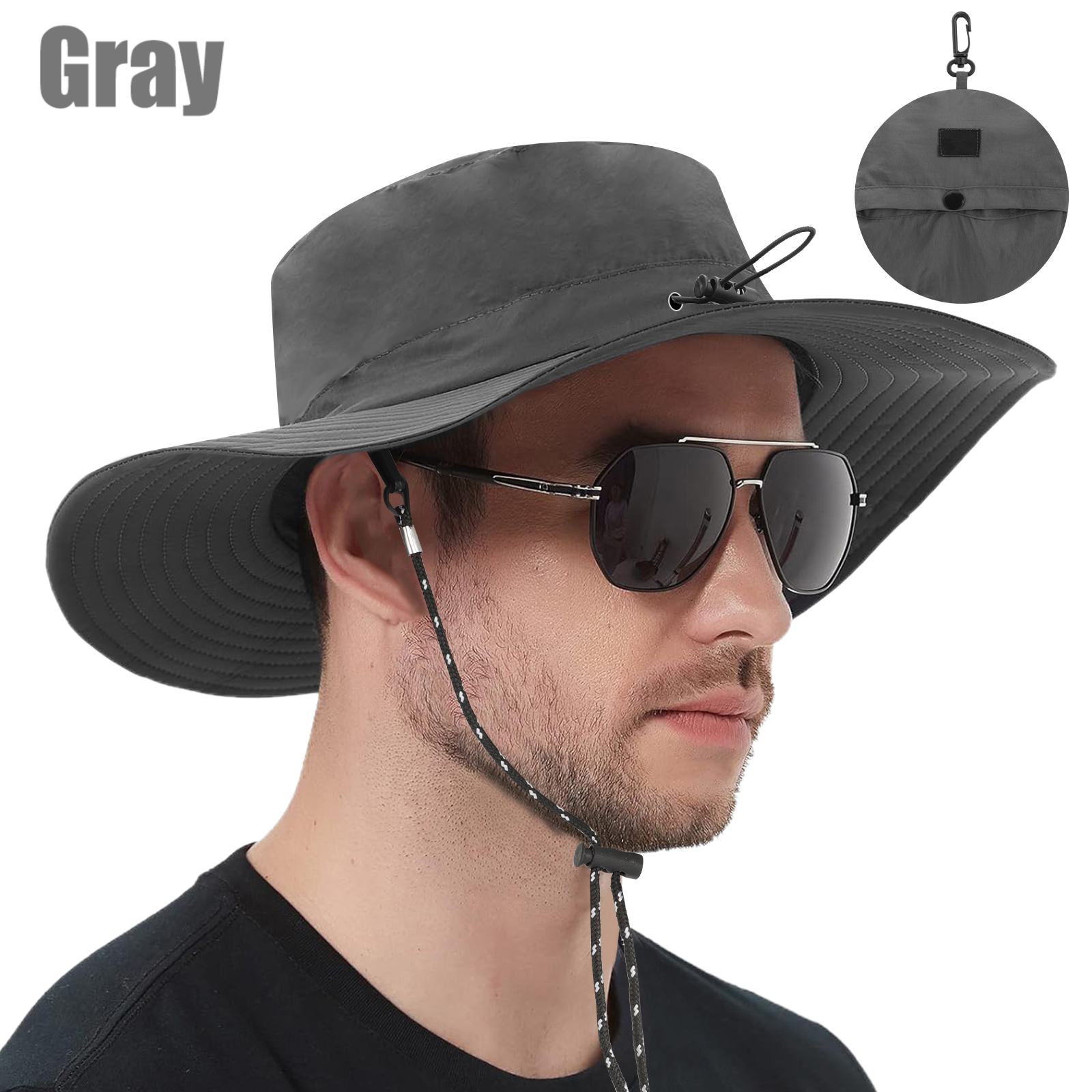 Men Women Bucket Sun Hat Waterproof Wide Brim Foldable Boonie Fishing Travel Cap - Picture 10 of 10