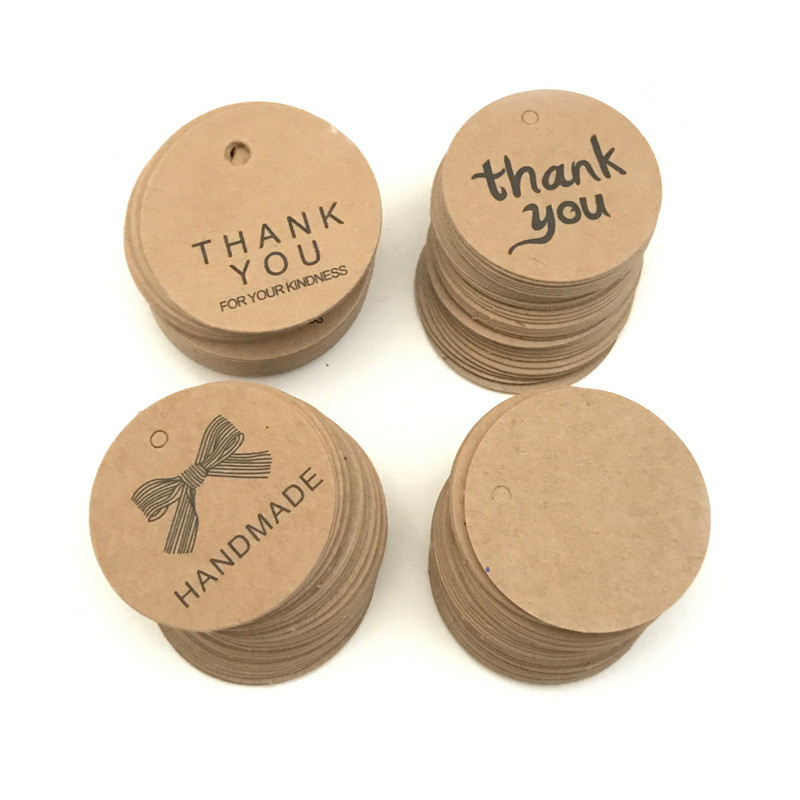100x Blank Round Kraft Paper Hang Tags Wedding Party Favor Label Price Gift Card