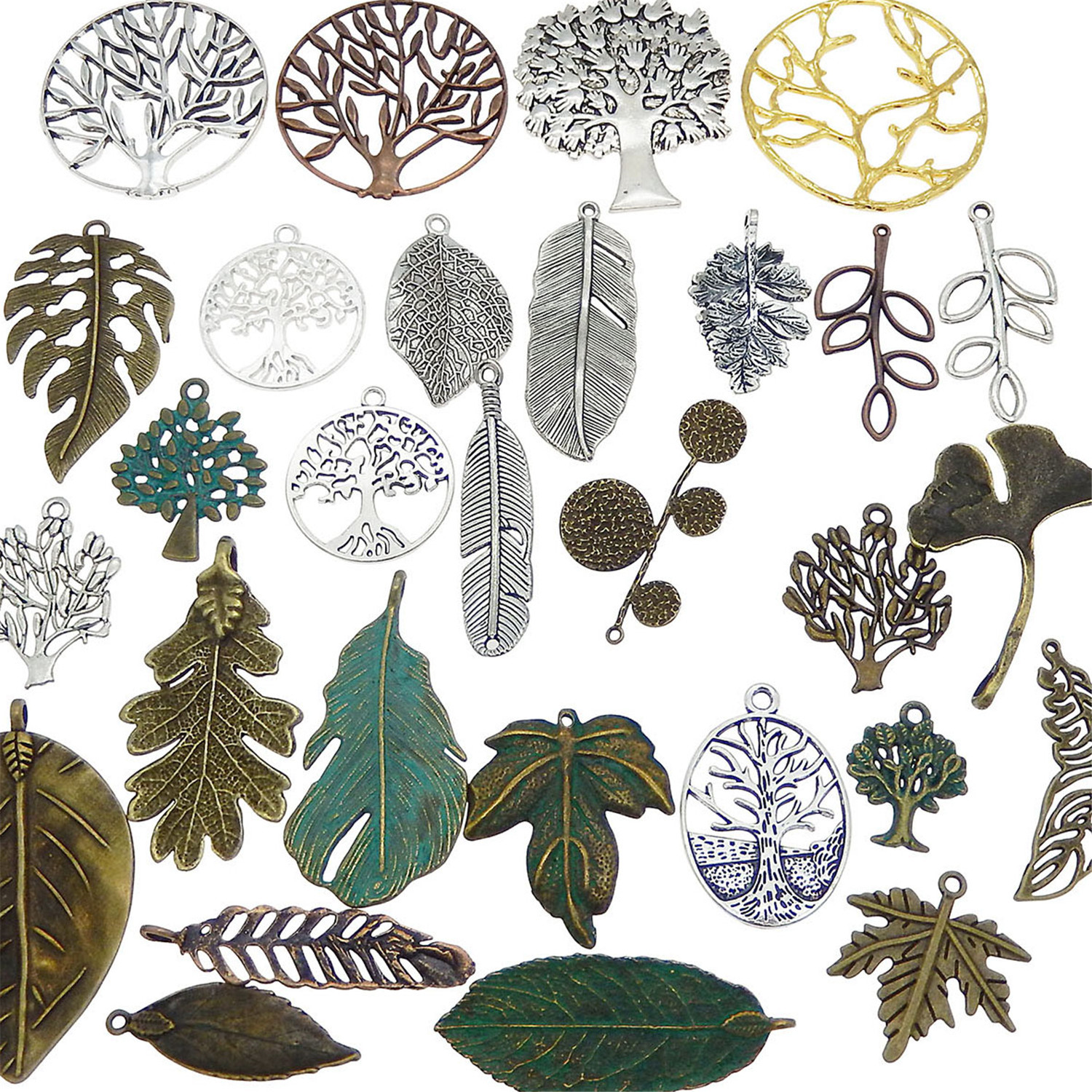 QUARKZMAN Blatt Anhänger Metall - Durchbohrt Für Schmuck Basteln