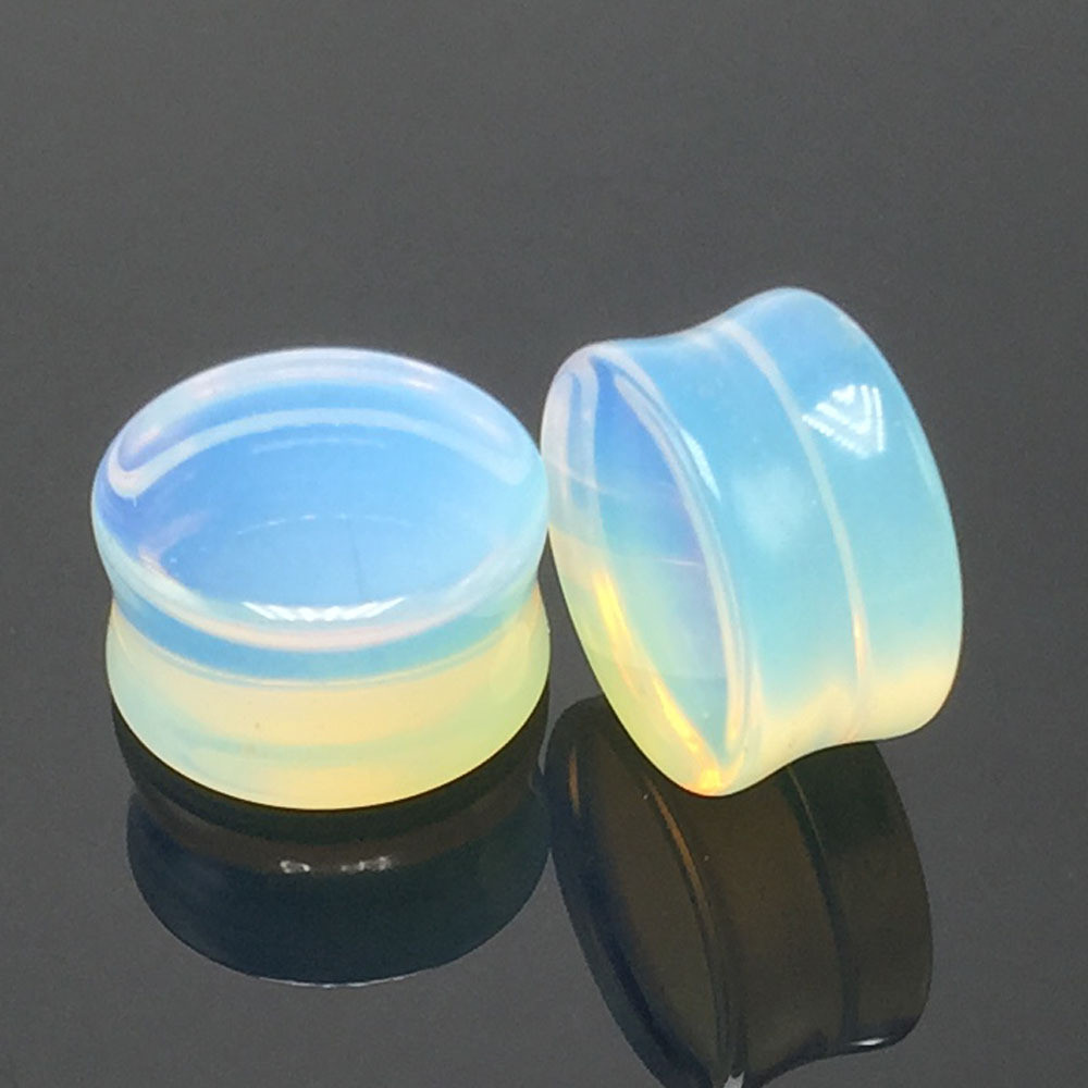 SKIN FLESH TUNNELS NATURAL OPAL STONE GAUGES EAR PLUGS MANY SIZE 6g-4/5" JEWELRY