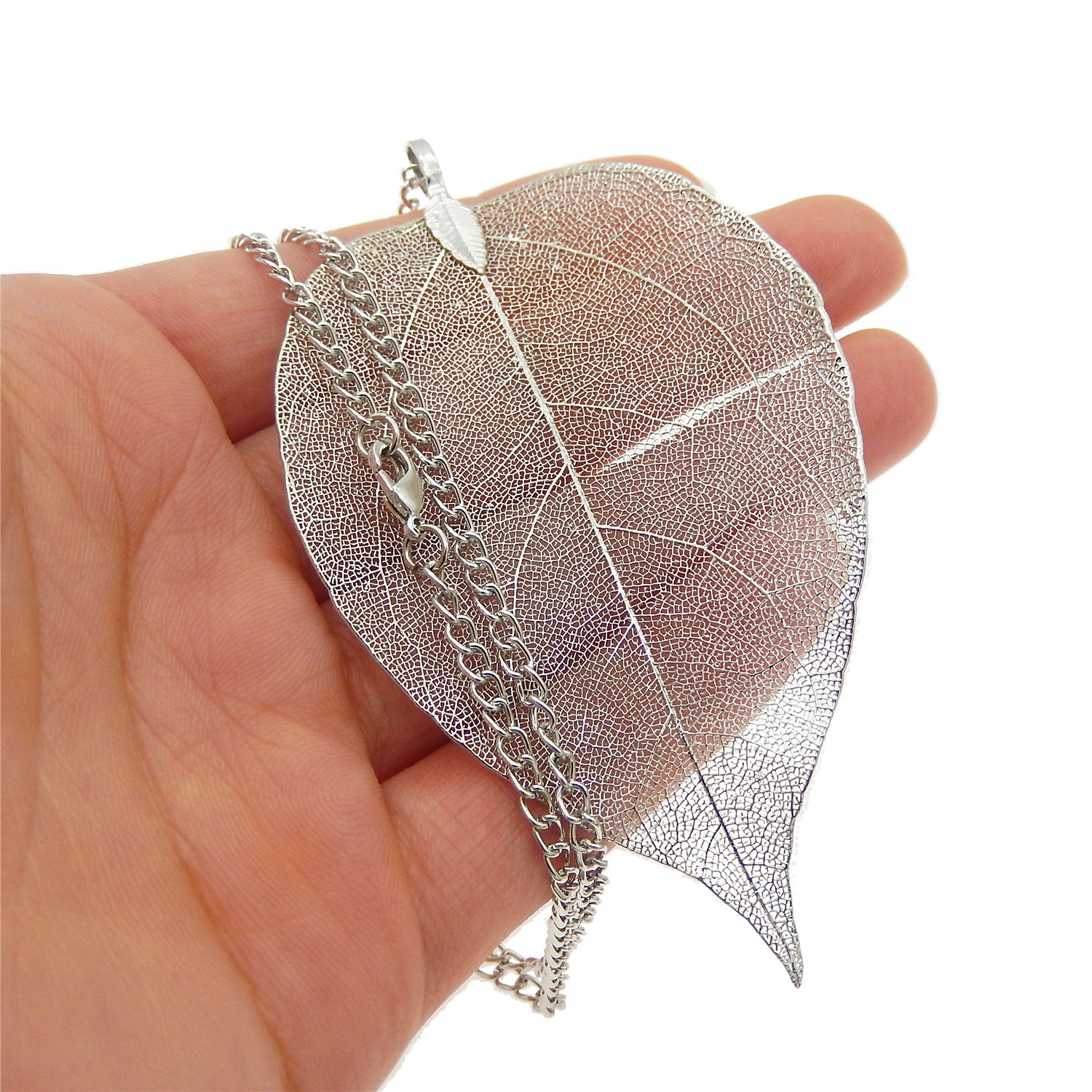 Natural Filigree Leaf Pendants Charms Ear Hook Set Jewelry Earrings+Necklace Set