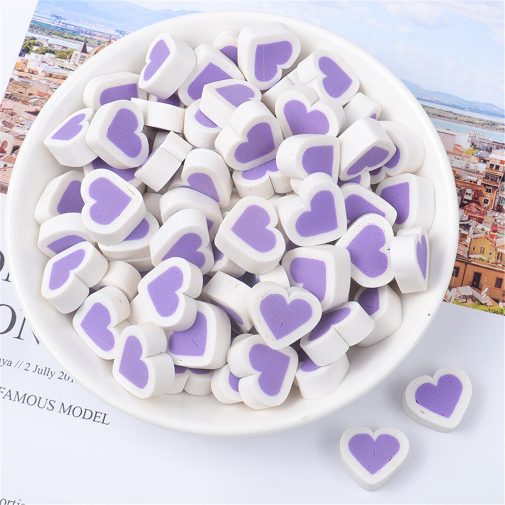 10pcs DIY Craft Cabochons 15mm Heart Shaped Polymer Clay Flatbacks Jewelry Charm