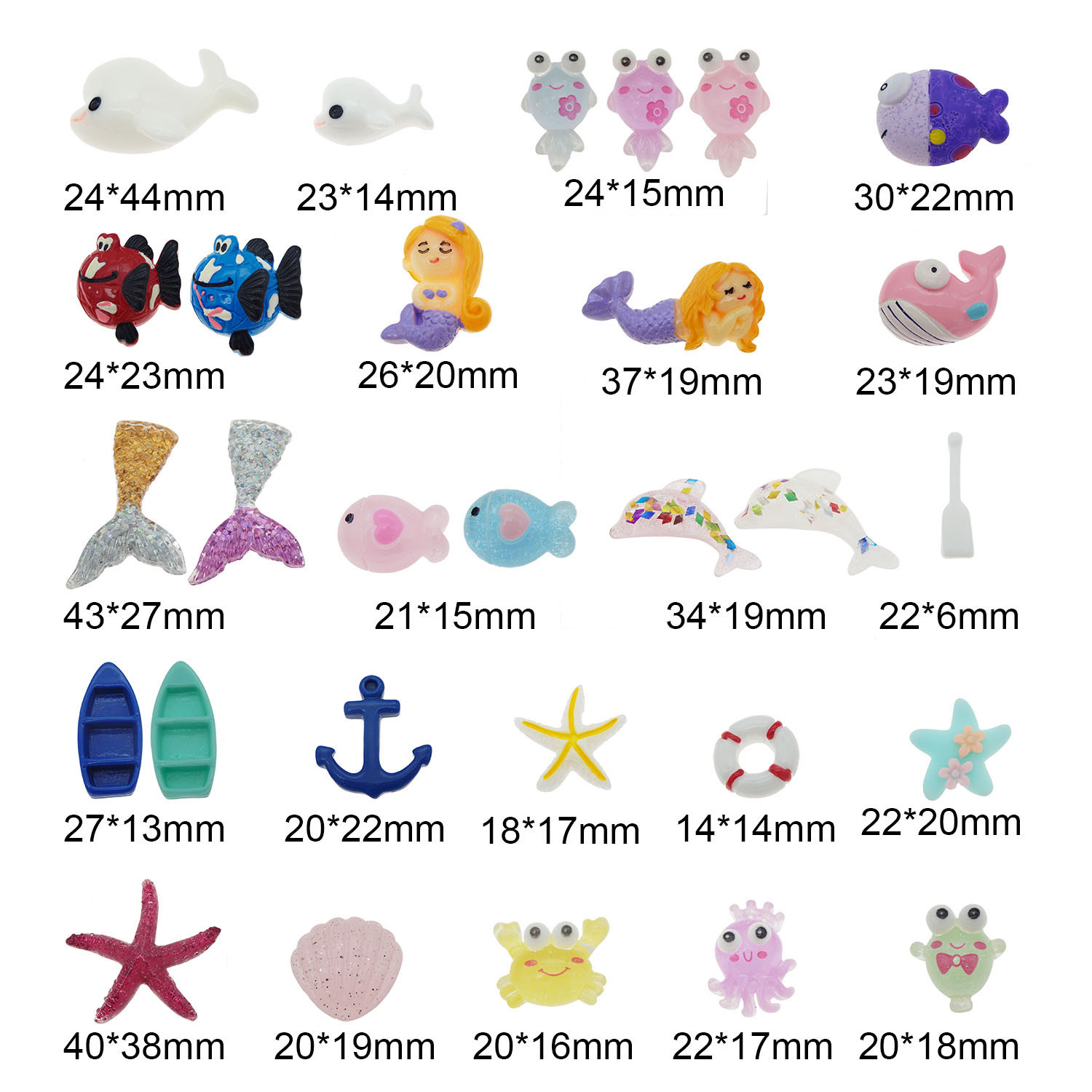 30pcs Resin Octopus Whale Fish Flatback Cab DIY Embellishment Miniature Ornament