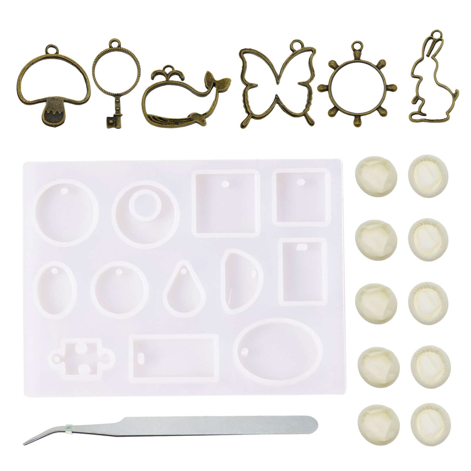 17pcs Assorted Silicone Resin Casting Molds Handmade DIY Jewelry Pendant Charm