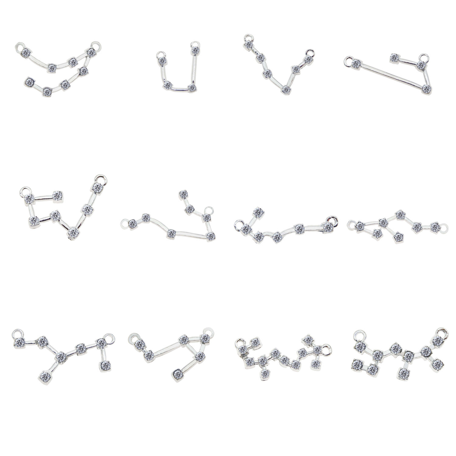 12pcs 1 set Assorted Antiqued bronze Zodiac charms twelve constellations Metal