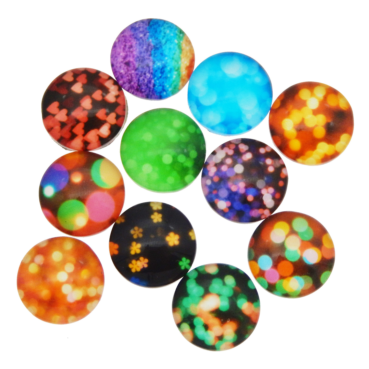 50PCS Assorted Peacock Pattern Glass Flatback Ornament Cameo Cab DIY Accessories
