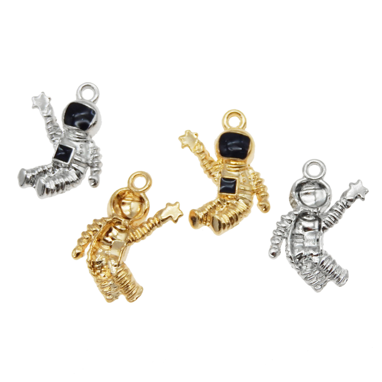 9PCS Enamel Plated Assorted Moon with Astronaut Charms Pendant Jewelry Findings