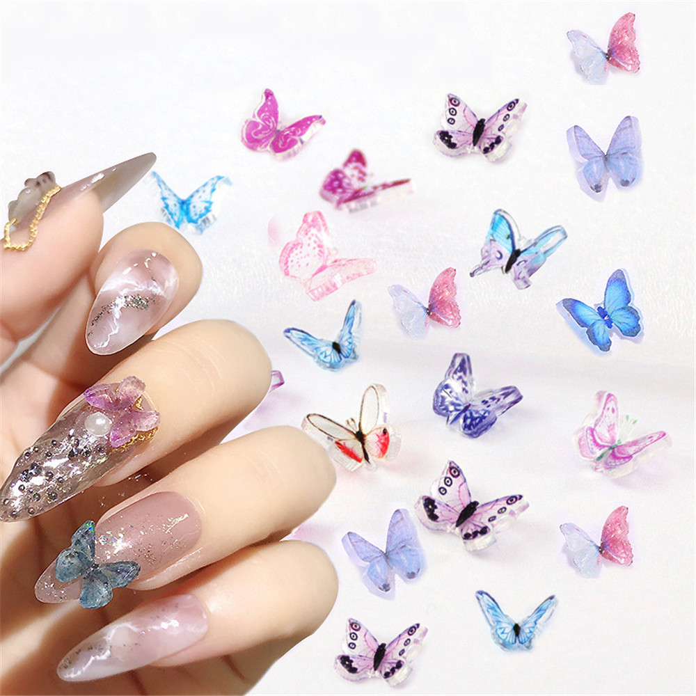 10 pcs Assorted Acrylic Tiny Butterflies Embellishments Nail Art ...