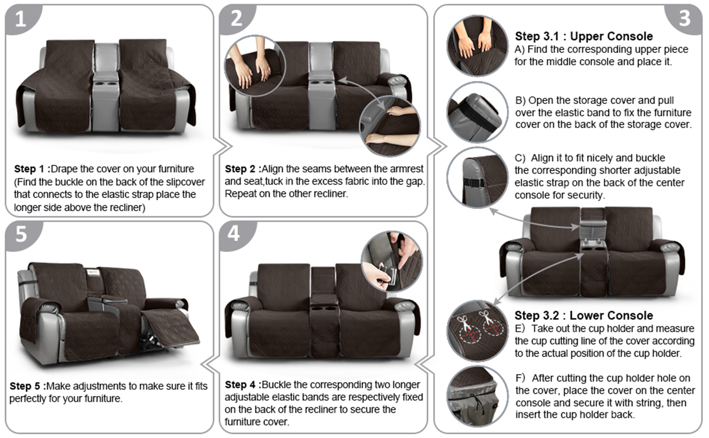 cover for recliner with cup holders