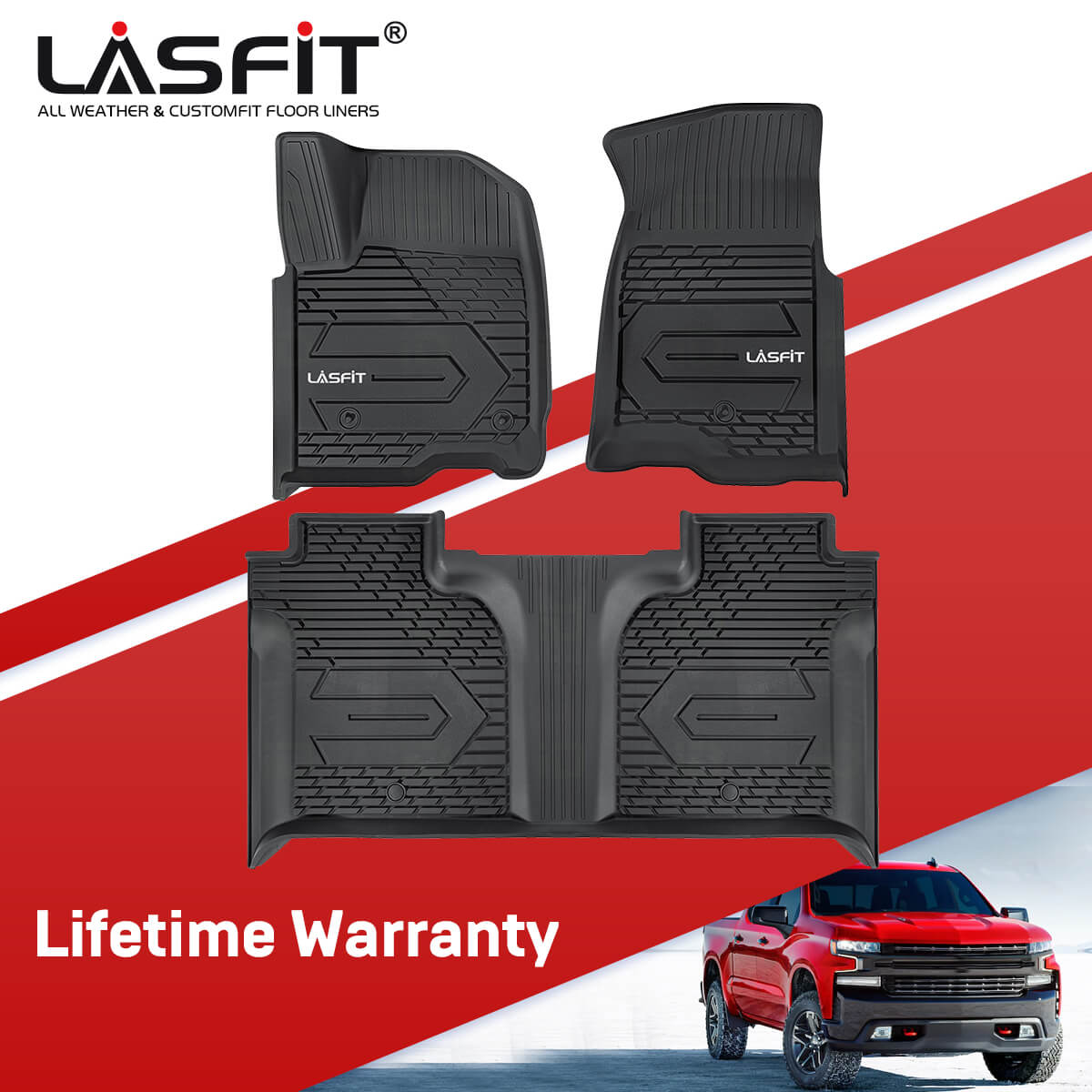 All Weather Floor Mats Liners for GMC Sierra 1500 2019 2020 Crew Cab