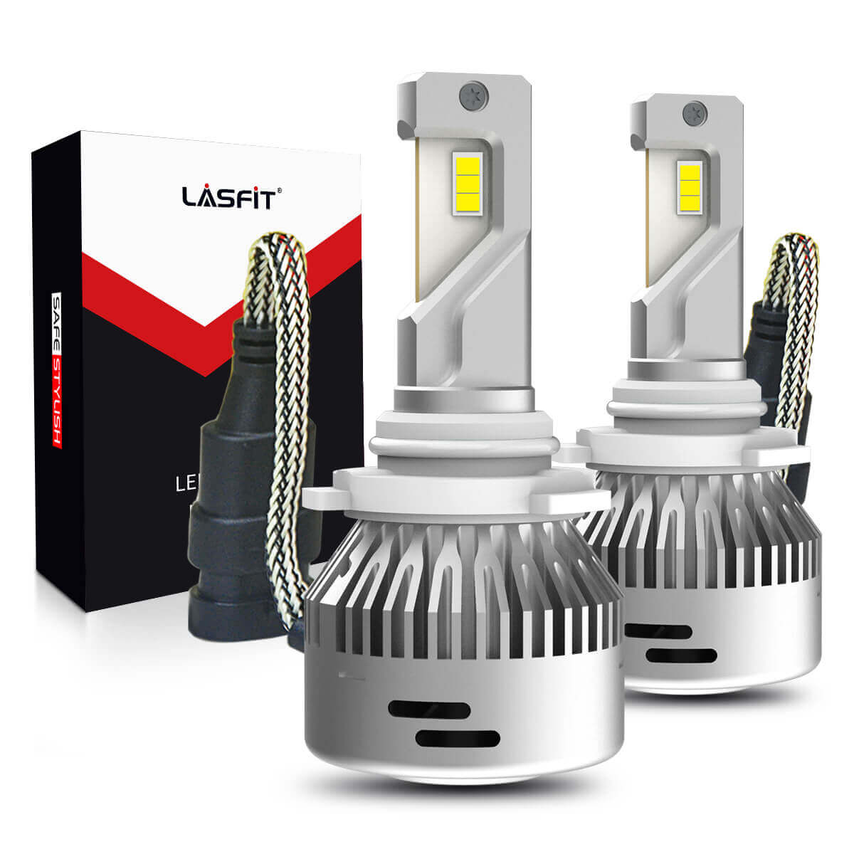 Lasfit 9005 HB3 LED Headlight Bulbs Amplified Flux Beam, Internal Driver  60W 6000LM 6000K,2 Bulbs 