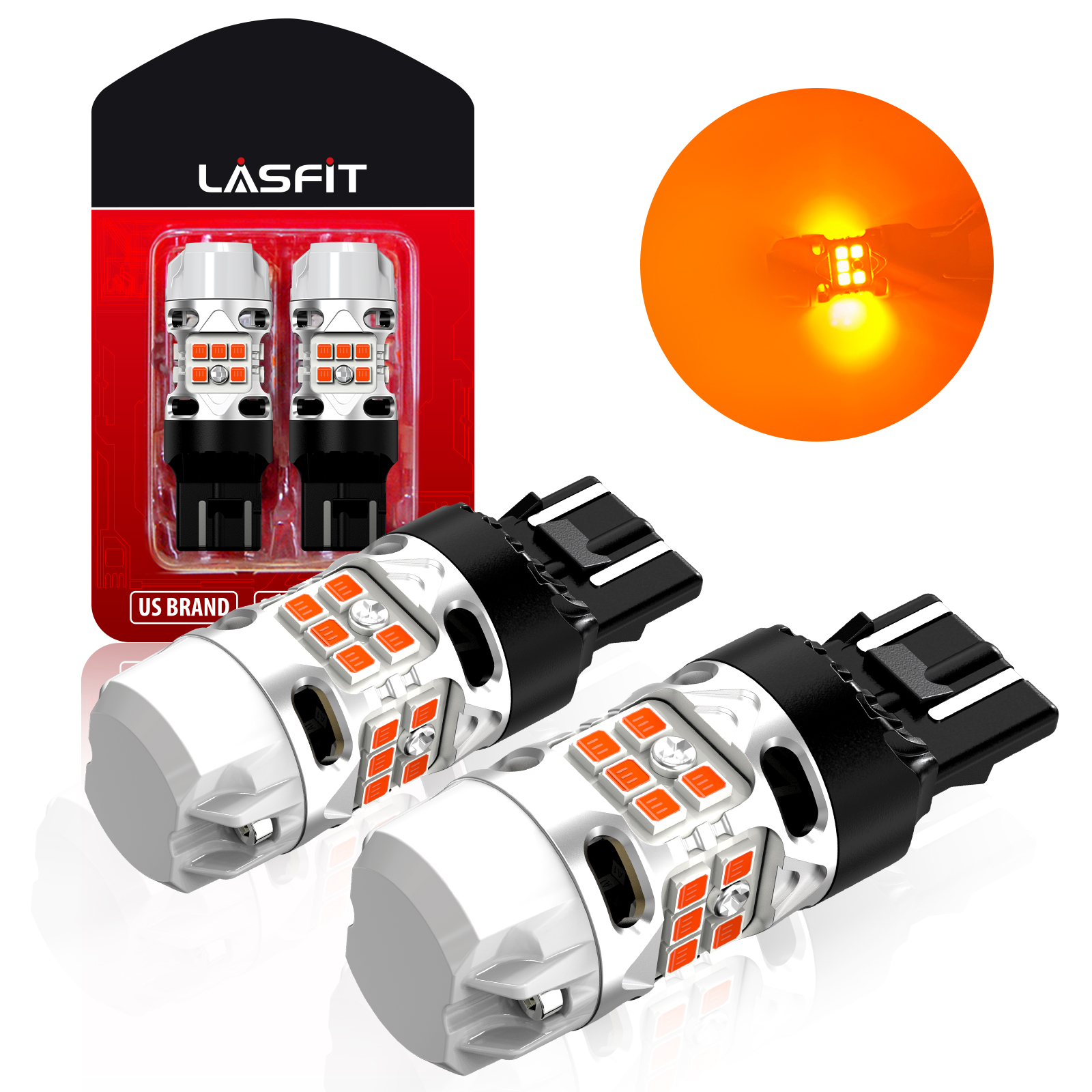 ⭐︎K K⭐︎ LASFIT LED Turn Signal Lights Front 7443 7440 7444 Amber W Canbus