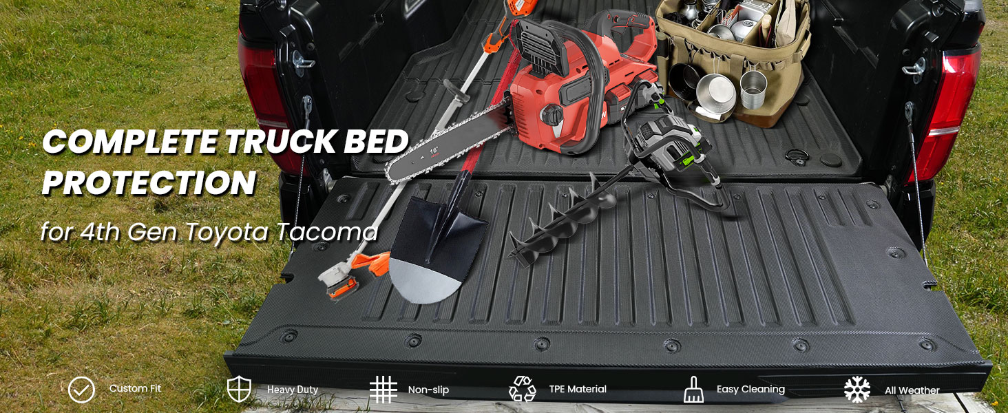 thumbnail image 2 of LASFIT Heavy Duty TPE Tailgate Mat For 2024-2025 Toyota Tacoma – Bed Liner 2 of 4