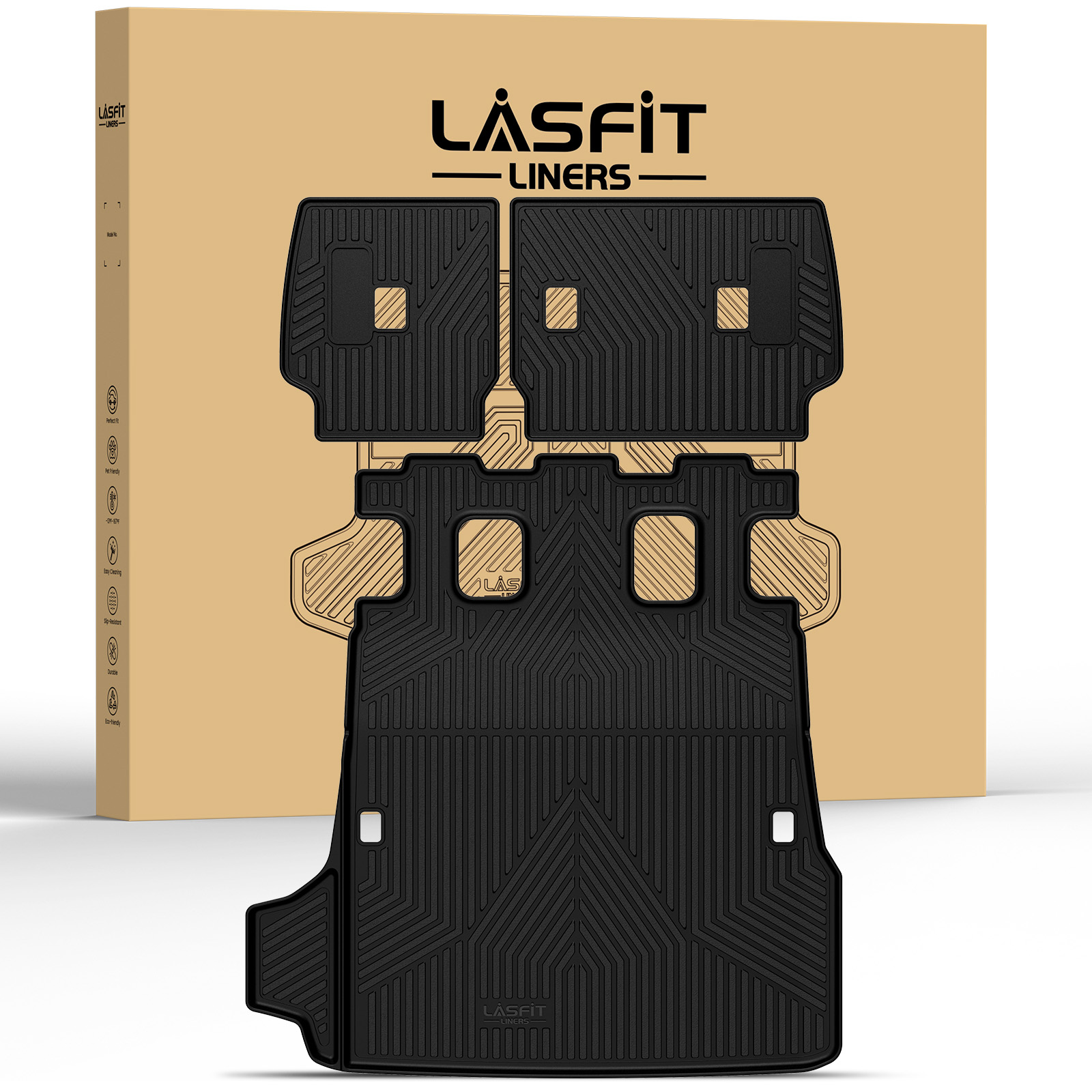 LASFIT Custom Floor Mats Trunk Cargo Mat for Toyota 4Runner 2025 2026 Waterproof