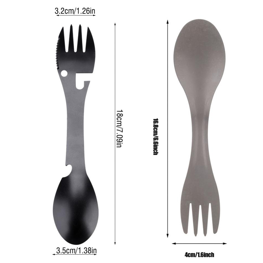 5 in 1 Titanium Fork Spoon Spork Cutlery Utensil Combo Kitchen Picnic Tools vRyL